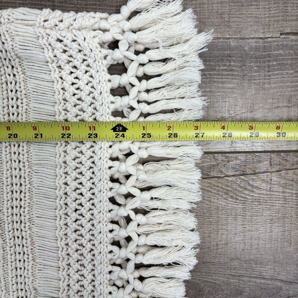 Womens Open Crochet Bohemian Cotton Top Size S Ivory Hippie Festival Gypsy Rodeo - Picture 12 of 12